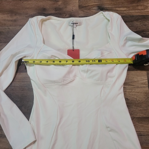 Popilush White Redtag Thermal Longsleeve Shapewear Tummy Control Bodycon Dress L - Picture 10 of 11